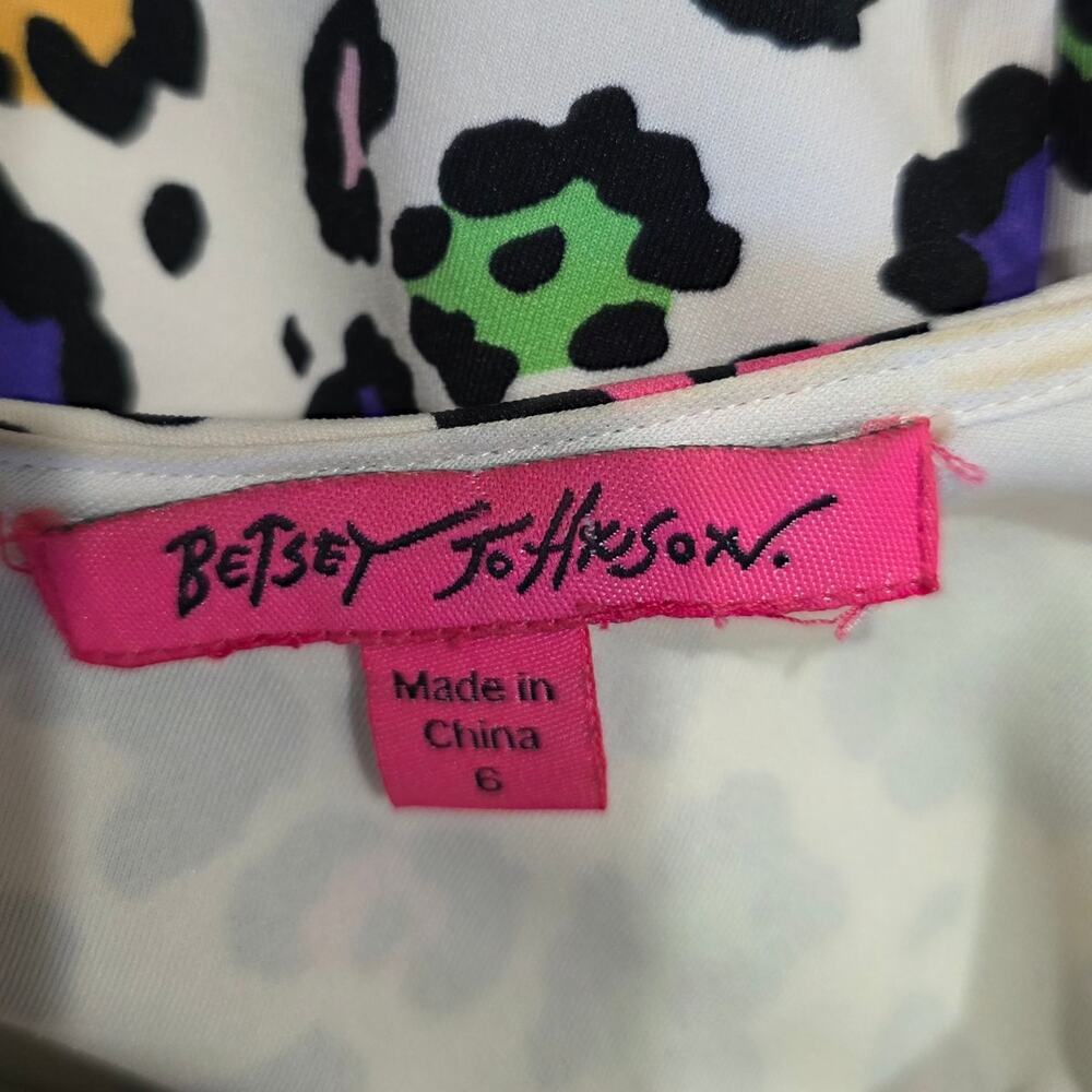 Betsey Johnson Purr-ty Animal Dress Here Kitty Kitty Ivory Multi Size 6 - Picture 5 of 7